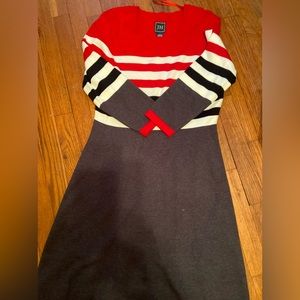 Jessica howard red gray sweater dress; large